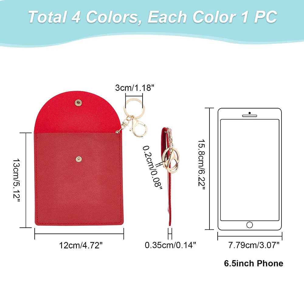 4 Pcs Keychain Wallet Keyring Wallet with Snap Mini Leather Purse Bag Small Credit Card Case Holder Pocket Wallet with Keychain