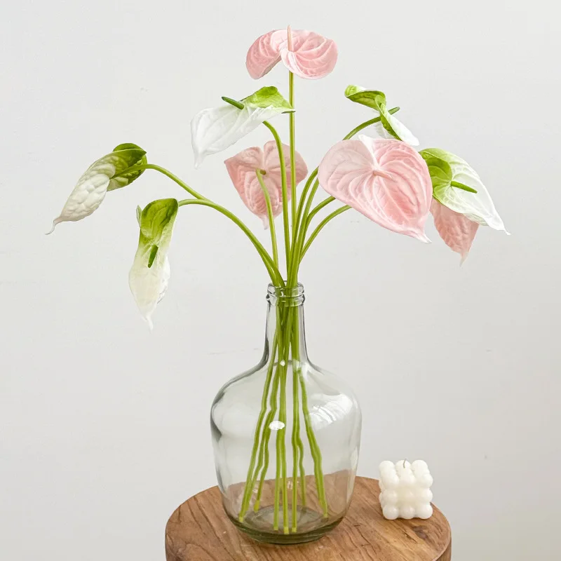 10 Stück/Set Künstliche Blumen PU Anthurium DIY Brautstrauß Material Hochzeitstischdekoration Künstliche Palmenblumen Party Heimdekoration – Detail 1