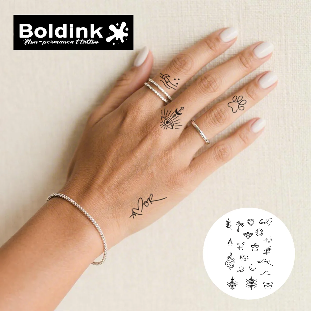 BOLDINK Mini Finger Versatile Tattoo Sticker Unisex Stylish Easy Apply Waterproof Long Lasting 1-2 Week