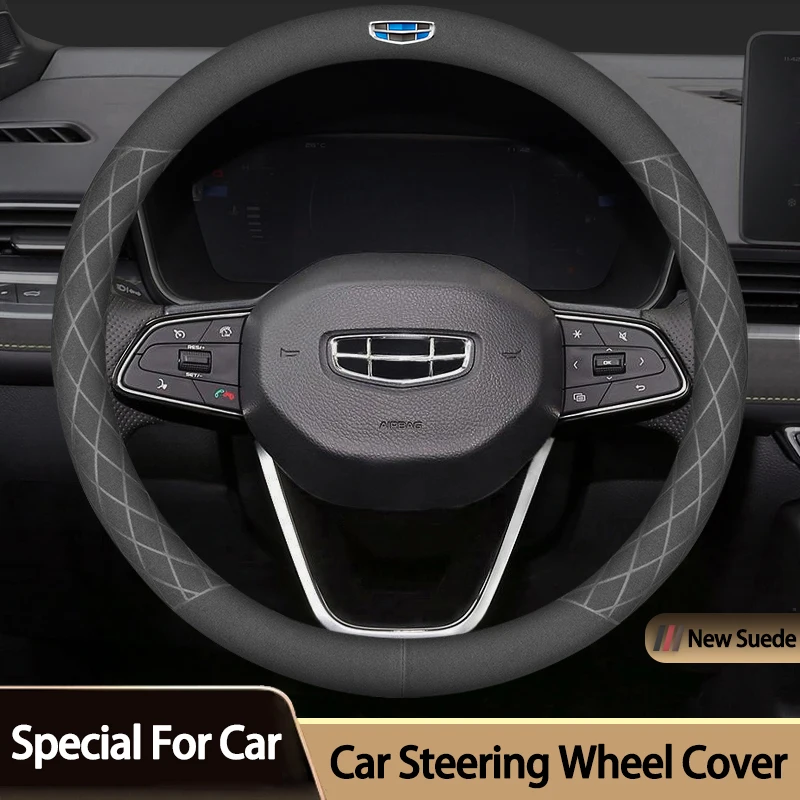 

PU Leather Car Steering Wheel Cover Suede Handlebar Gloves For Geely Geometry C Coolray GX3 LC Panda Emgrand X7 EC7 Tugella EC8