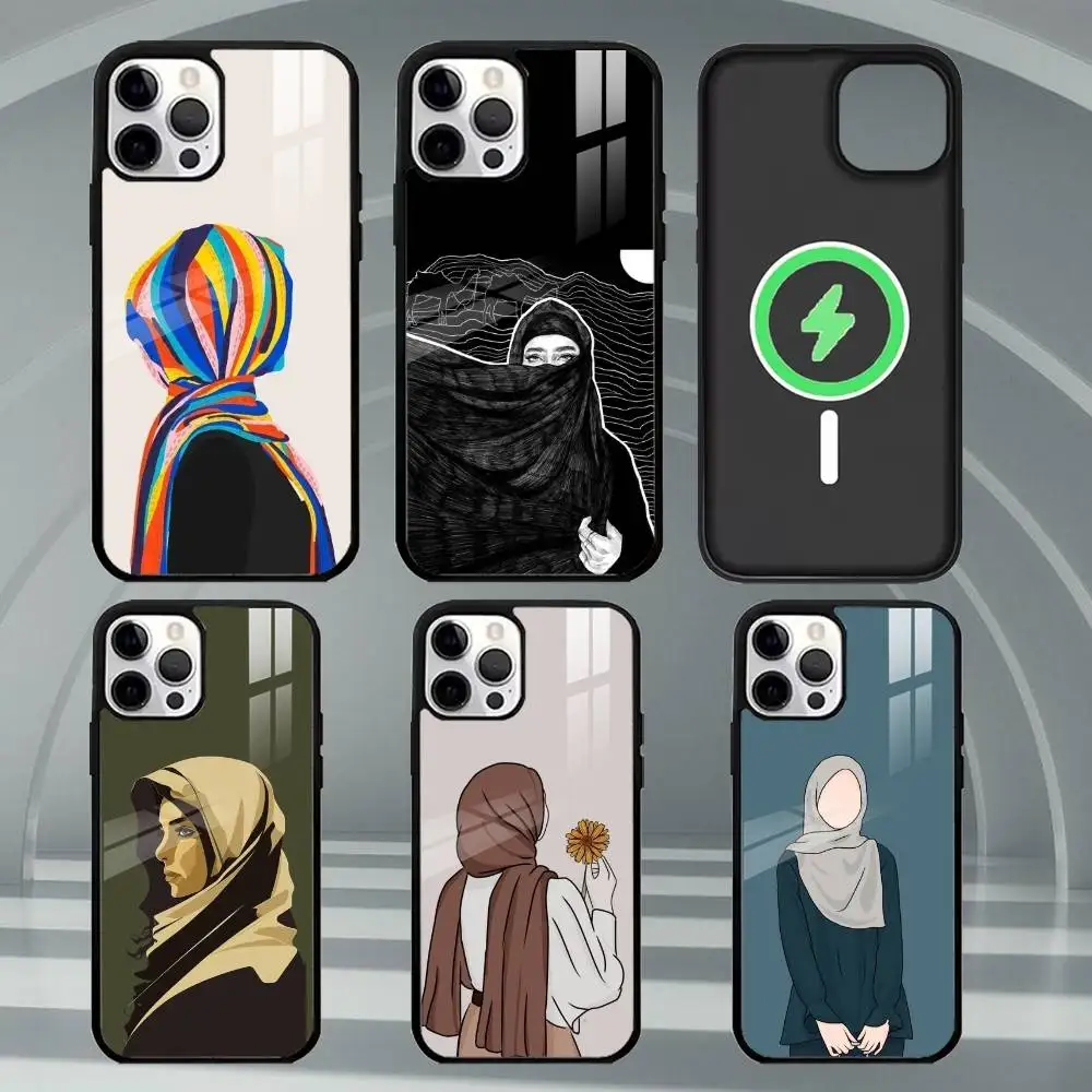 

M-Muslim Islamic Woman Phone Case For iPhone17,16,15,14,13,12,11 Plus,Pro Max Magnetic For Magsafe Wireless Charging