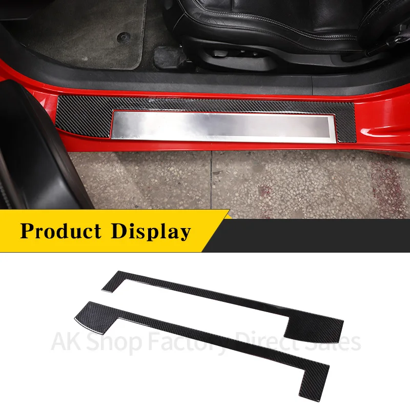 

For Chevrolet Corvette C7 2014-2019 Real Carbon Fiber Accessories Logo Pedal Outer Door Sill Panel Cover Decorative Sticker