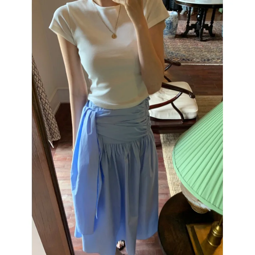 

Шикарная летняя новинка: асимметричная длинная юбка во французском стиле, корейский дизайн, стандартный крой, повседневная, для женщин