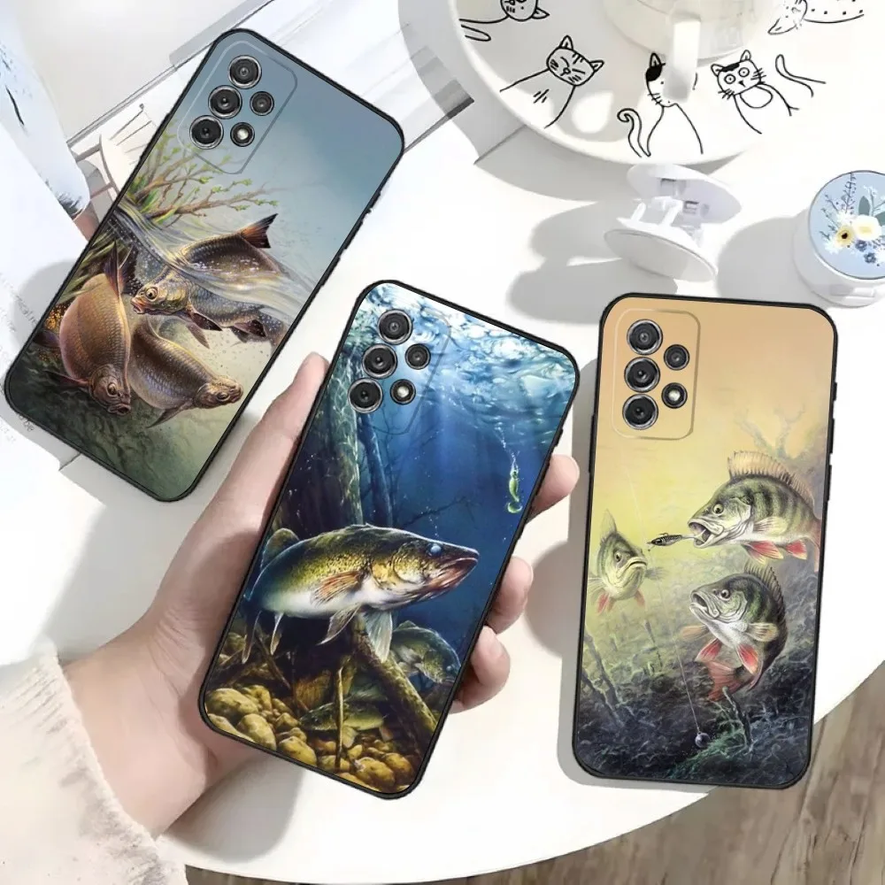 

Carp Fishing Fish Phone Case For Samsung S25,S24,S21,S22,S23,S30,Ultra,S20,Plus,Fe,Lite,Note,10 Black Soft Shell