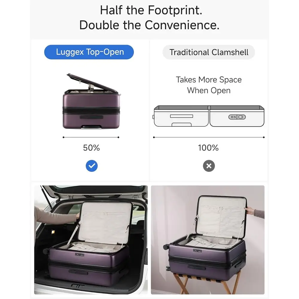 حقيبة دوارة من البولي كربونات قابلة للتوسيع مع قفل TSA، 28 بوصة أرجواني #4