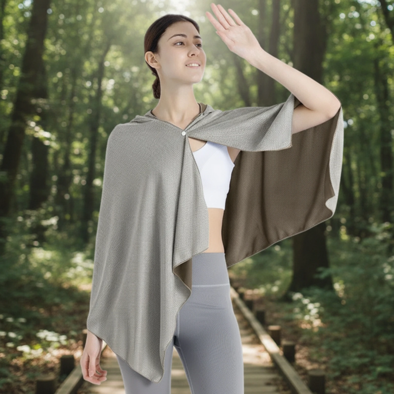 Perforated Hooded Towel Cape Quick-Drying Hooded Cape-Style Towel Absorbent Sun Protection for Swimming, Sports
