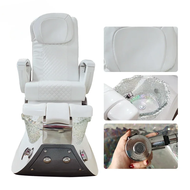 Luxury Modern White Black Beauty Nail Salon No Plumbing Pipeless Whirlpool Jet Foot Bath Spa Pedicure Massage Chair