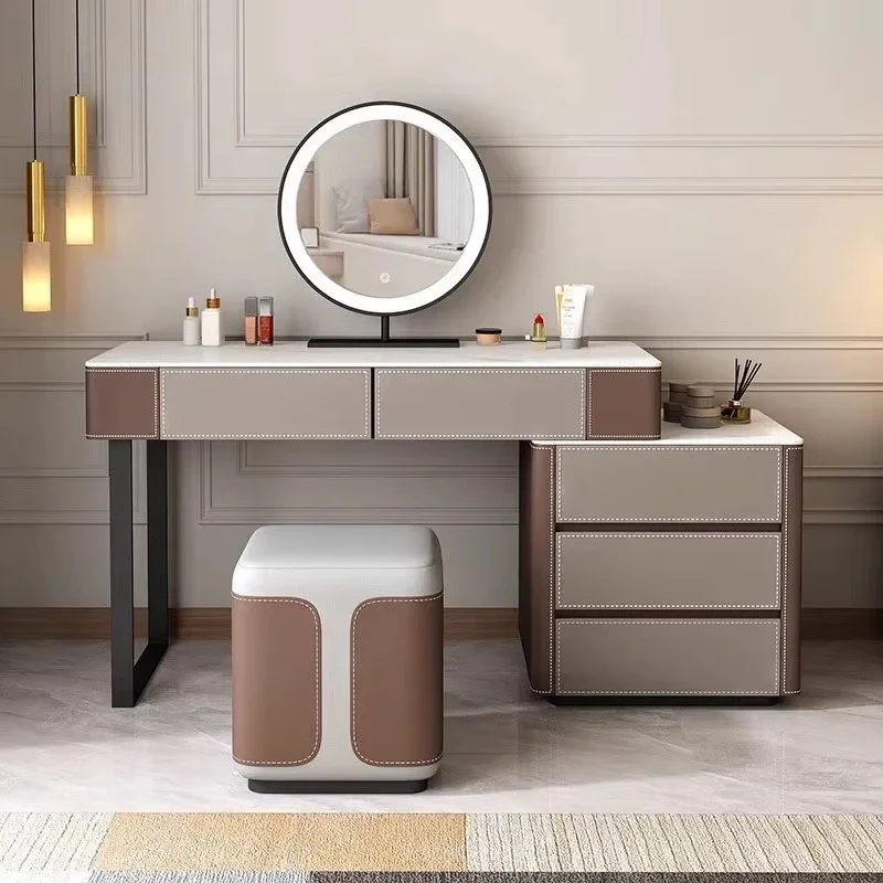 Italian Lightweight Luxury Slate Dresser Leather Bedroom Vanity
