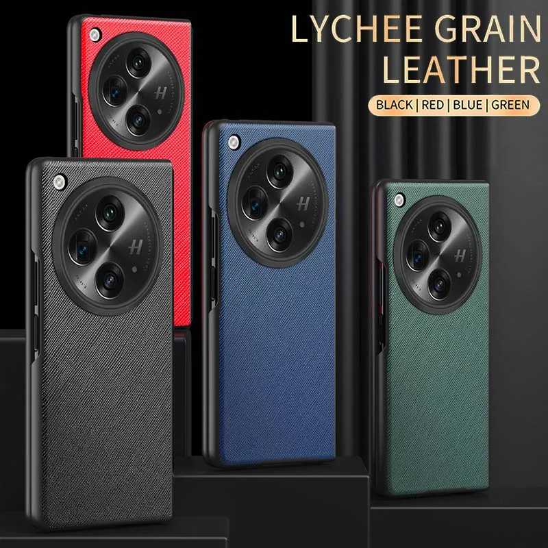 Case for OnePlus Open cross lines Texture PU Leather Luxury Business  Fold Cover Folding Shockproof Protection Phone Case