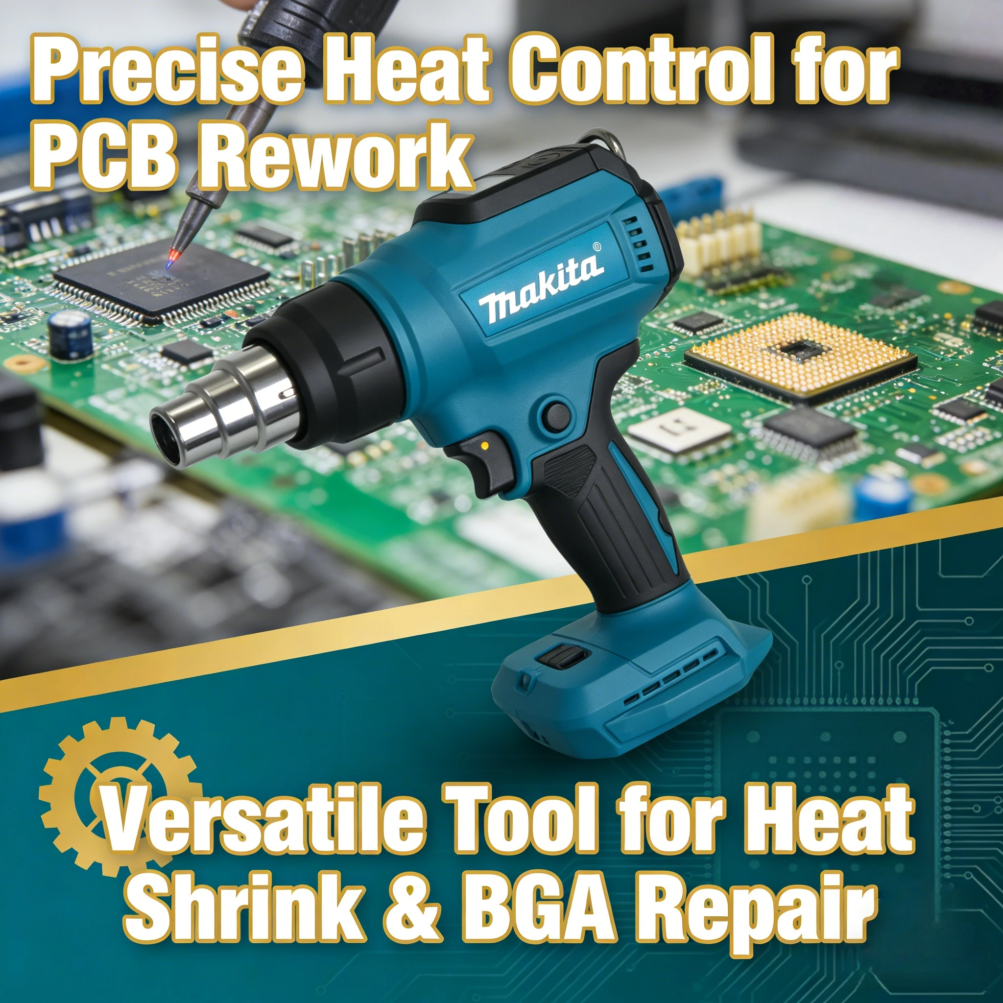 new-makita-18v-wireless-hot-air-gun-550°c-precision-control-led-screen-for-professional-soldering（bare-tool）