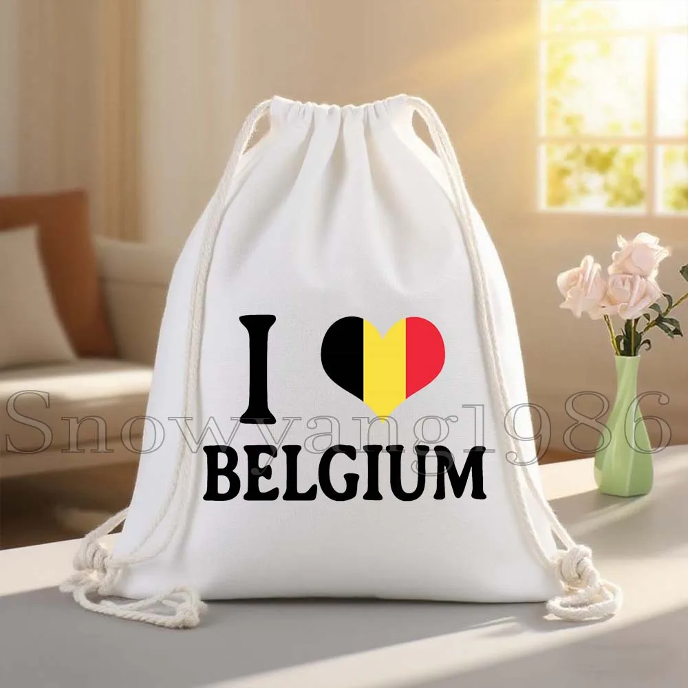 بروكسل بلجيكا العلم خريطة البلجيكية لطيف قماش الرباط أكياس كرة القدم على ظهره الصالة الرياضية القطن كيس الهدايا الرياضة اليوغا سلسلة حقيبة #4