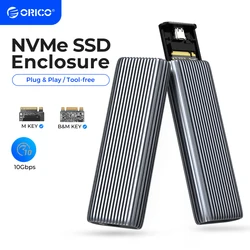 ORICO Werkzeug Kostenloser Aluminium M2 NVMe SSD Gehäuse 10Gbps PCIe Typ C M.2 SSD Fall NVMe M Schlüssel Solide state Drive Fall Unterstützung UASP