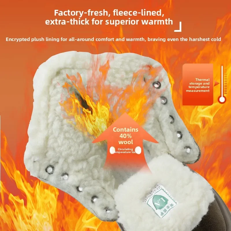 DurableWinter Fur Cowhide Welder Labor Insurance Shoes Anti-scalding And Anti-smashing Iron Bag Head Work Shoes Anti-smashing