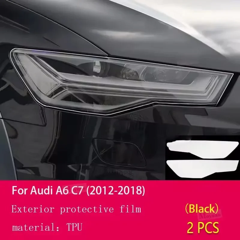 

For Audi A6 C7 2012-2018 Car Headlight Protective Film Headlamp Transparent Black TPU Anti-scratch Sticker Accessories PPF