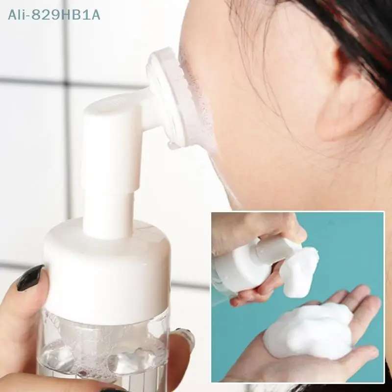 เครื่องตีทำฟองสบู่ล้างหน้าขวดโฟมสบู่พร้อมแปรงทำความสะอาดแบบพกพาทำจากซิลิโคน