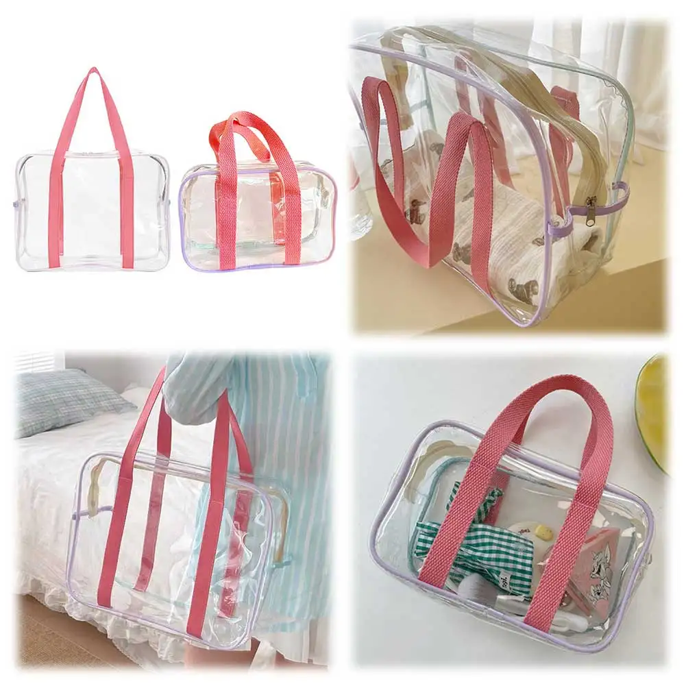 

PVC Clear Toiletry Bag Cosmetic Bag Large Capacity Handheld Storage Bag Portable Makeup Handbag Waterproof Toiletry Carry Pouch