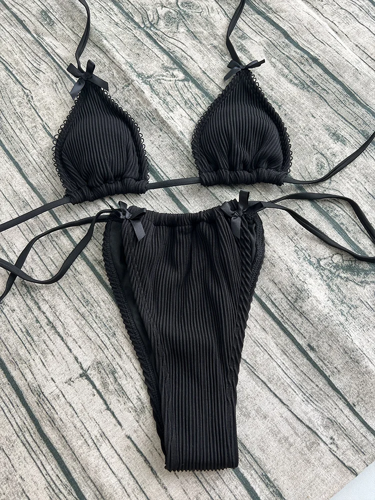 Sexy Bikinis Bandage Swimwear 2024 Triangle Swimsuit Women Micro Thongs Bathing Suit Black Biquini Feminino Summer Beachwear