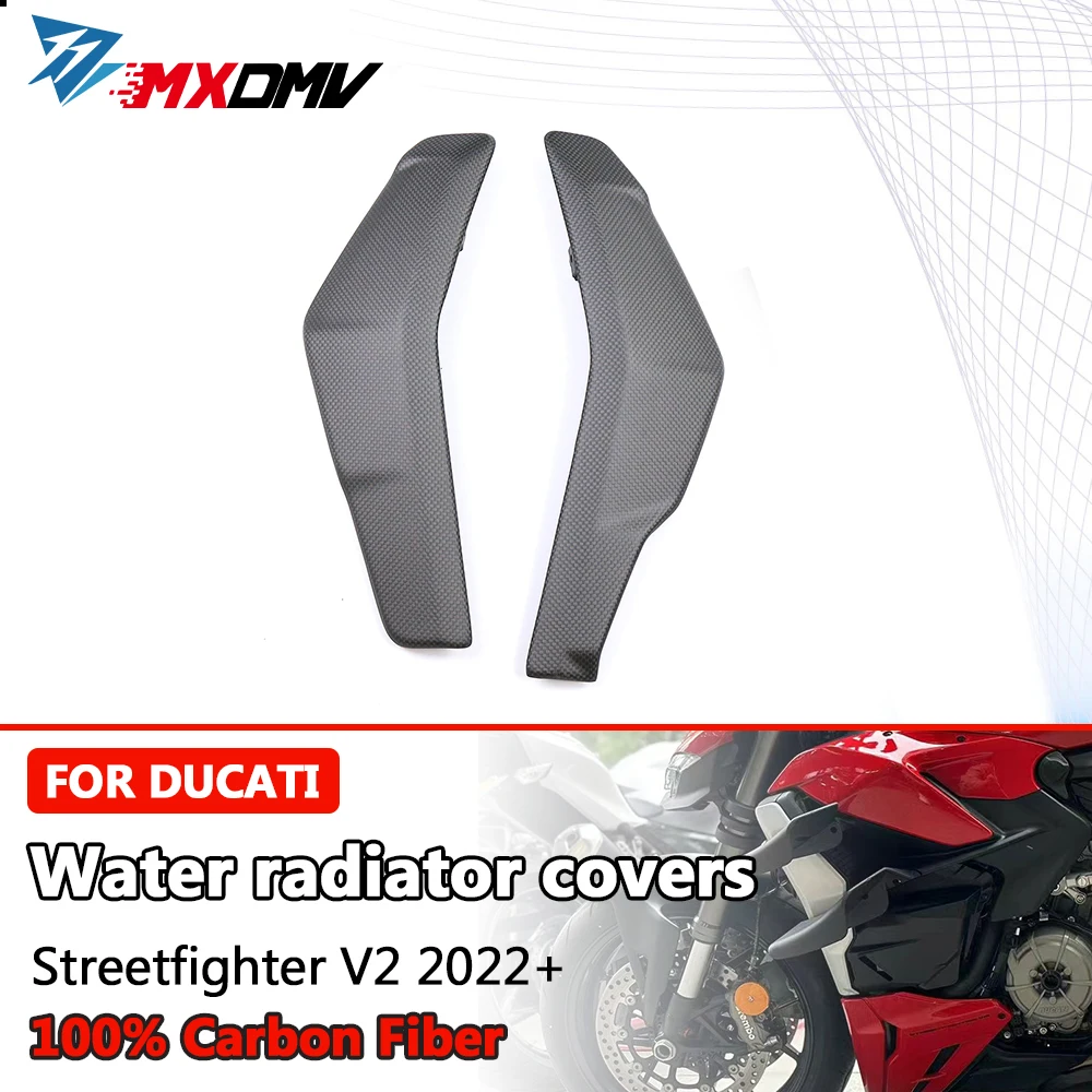 RADIATOR COVER For DUCATI Streetfighter V2 2022 2023 2024 100% Carbon Fiber Water Radiator Covers Fairing Motorcycle Accessories