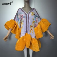Robe Courte Plissée Élastique WINYI pour Femme, Kaftan Abaya Élégant pour la Plage, Tenue de Soirée de Luxe de Dubaï, Mode Musulmane 2