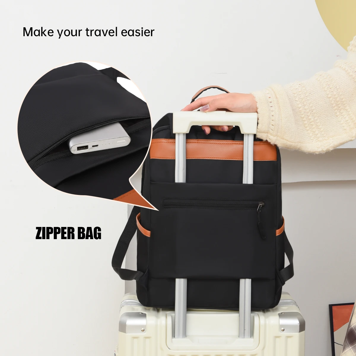 Tas Ibu Korea, Ransel Nilon Sederhana Berkapasitas Besar untuk Mahasiswa Pria dan Wanita, Tas Laptop, Ransel Perjalanan, Tas Konferensi Naik Pesawat