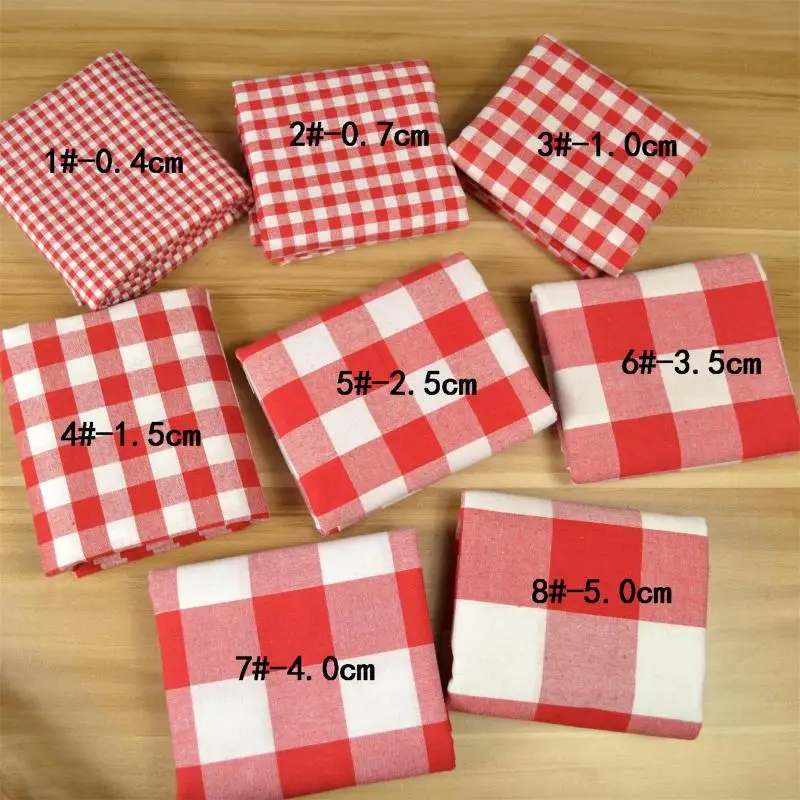 145x50cm Christmas Red Lattice Grid Cotton Fabric Pure Cotton Cloth Spring and Autumn New Style Clothing Sewing Fabric 260g/m