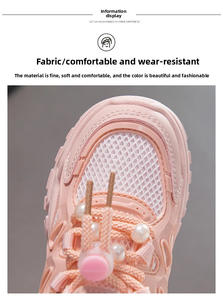 Kinder Mädchen Schule Weiße Freizeitschuhe Einfarbige Mesh-Sportschuhe für Kleinkinder Modische Leichte Kinder-Laufschuhe – Detail 4
