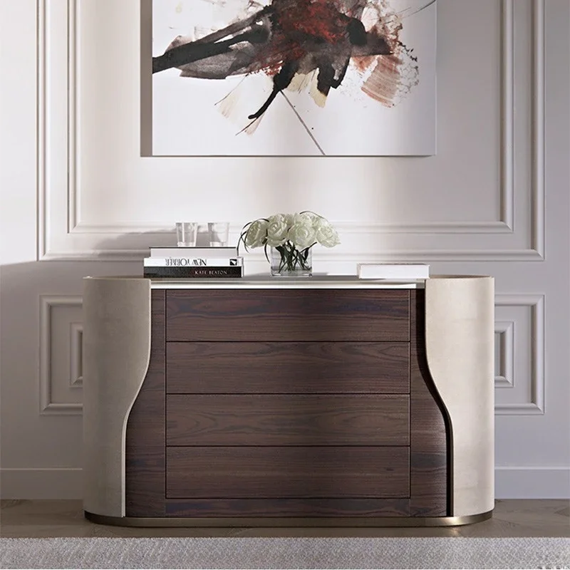 dining side cabinet, living room partition cabinet modern and simple, marble locker high-end marble countertop