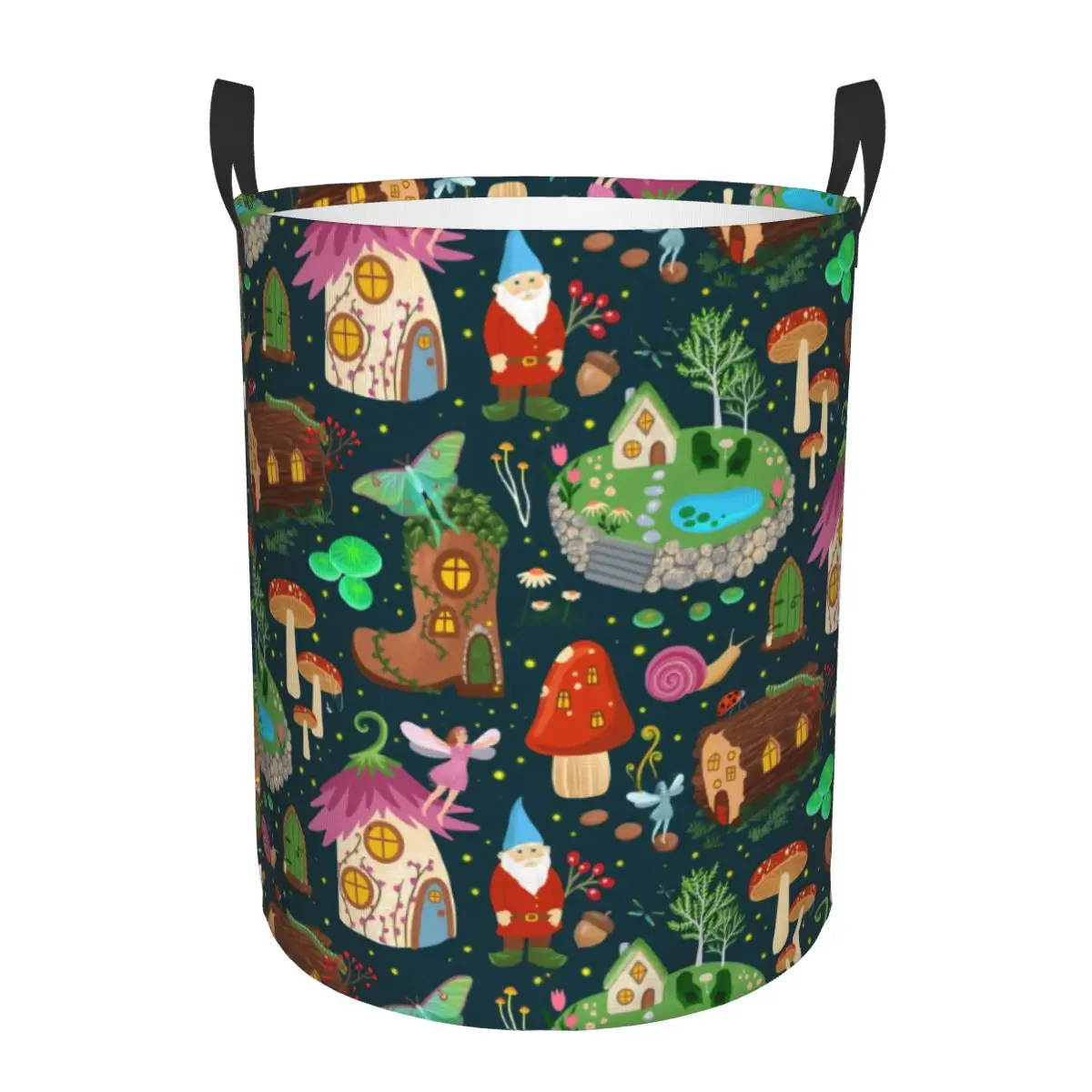 Garden Gnome Pattern Laundry Hamper Large Storage Basket Kids Nursery Toy Organizer