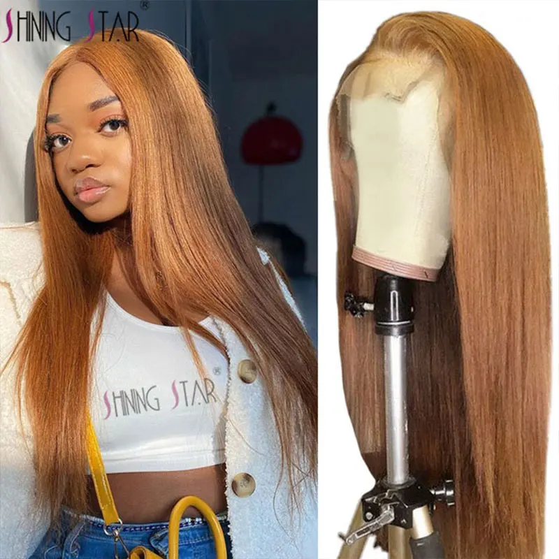 

Honey Blonde Straight Lace Front Wig Colored Lace Front Human Hair Wigs Hd Transpant Peruvian 13X4 Lace Frontal Wig Human Hair