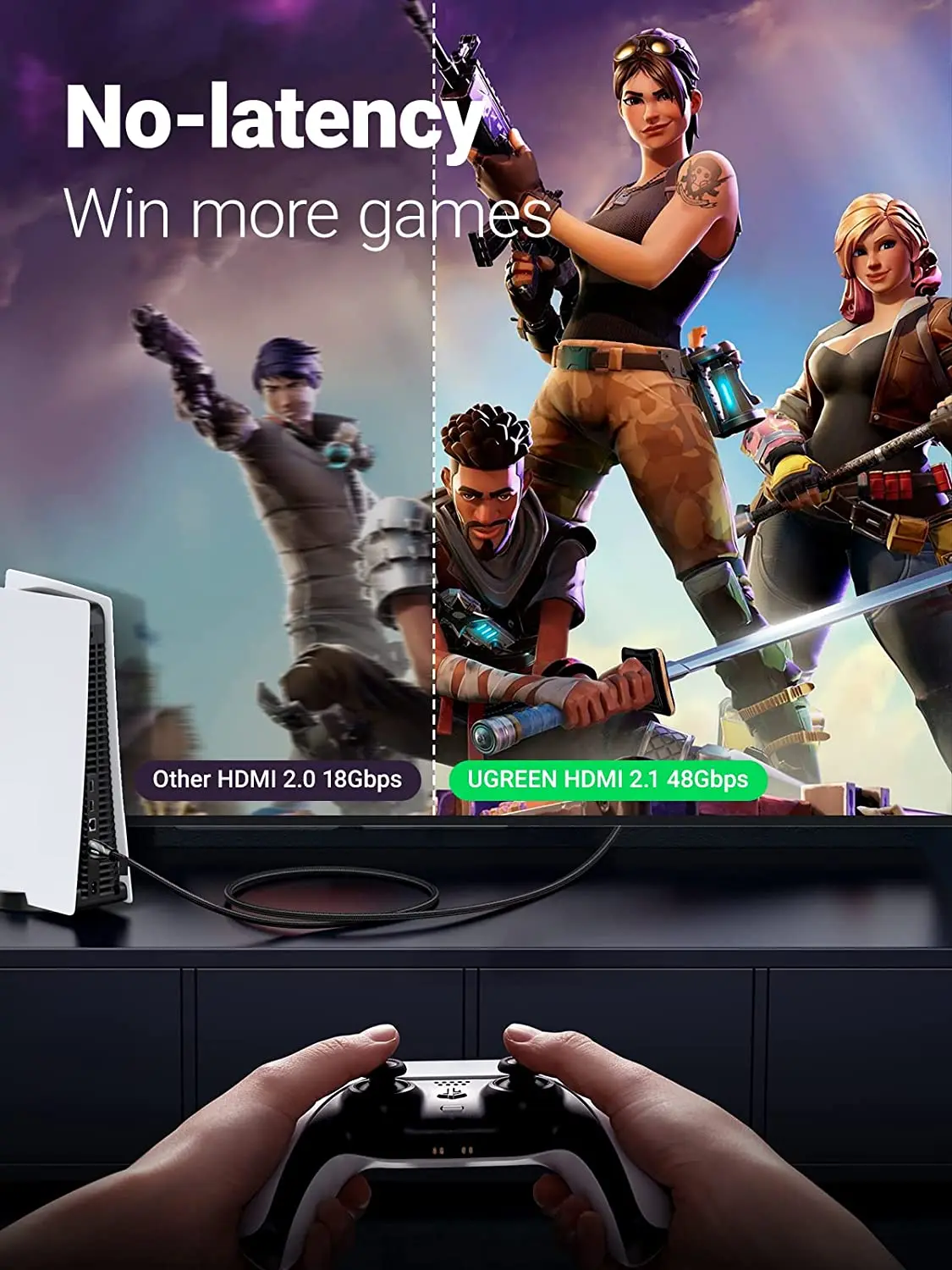 كابل UGREEN 8K HD-MI بتقنية المستقبل-8K@60 هرتز HD-MI كابل 2.1 6.6FT 48Gbps فائق السرعة
