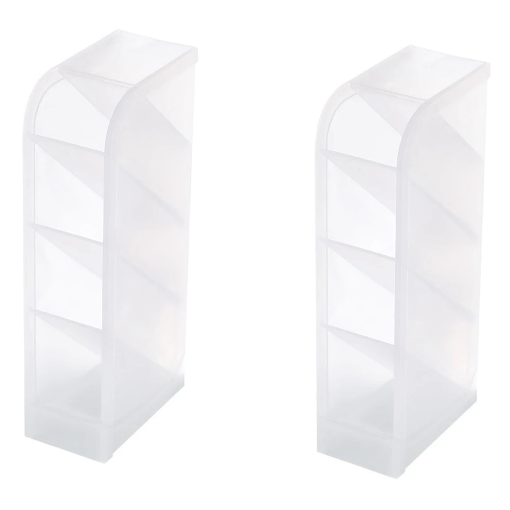 2 Pcs Desktop Storage Pen Holder 4-Grid Desktop Storage for Office School Supplies Translucent White Pen Holder