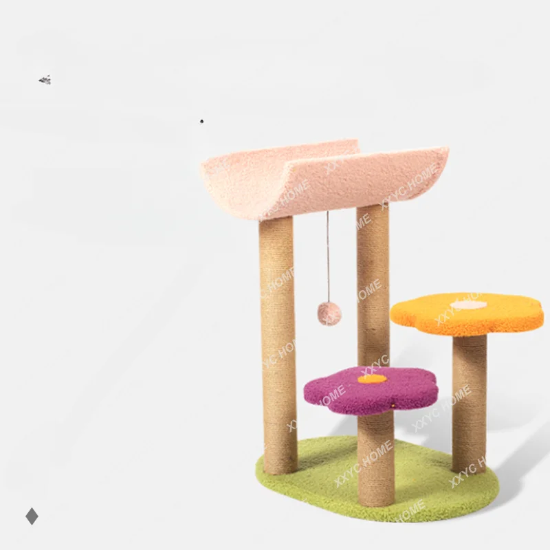 Soft Cat Climbing Frame Cat Tree Small Flower Shape Column Pet Cat Scratch Board Jumping Platform Grinding Claw Cat Toy Supplies