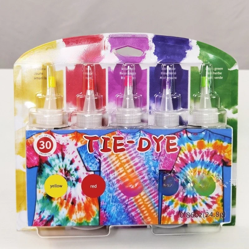 5-color Tie Dye Kit  Dyeing Fabric Clothes Fabric Textile Paints Set DIY Color Change Paint Craft Tie-Dye Activity Fabric Dyes view 2