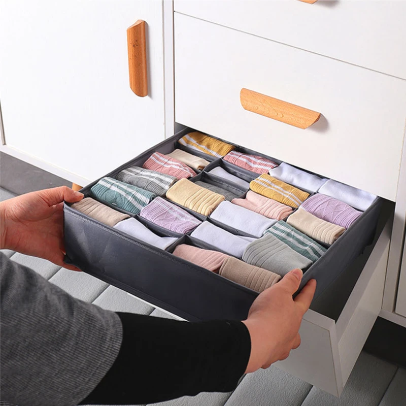 24/16/6 Grids Socks Clothes Storage Box Socks Underwear Bra Storage Box Wardrobe Drawer Clothe Organizer for Scarf Socks Bra