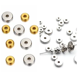 50PCs No Fade Stainless Steel Beads Flat Round Spacer Beads Gold Color Bead For Diy Bracelet Jewlery Making Needlework Accessory