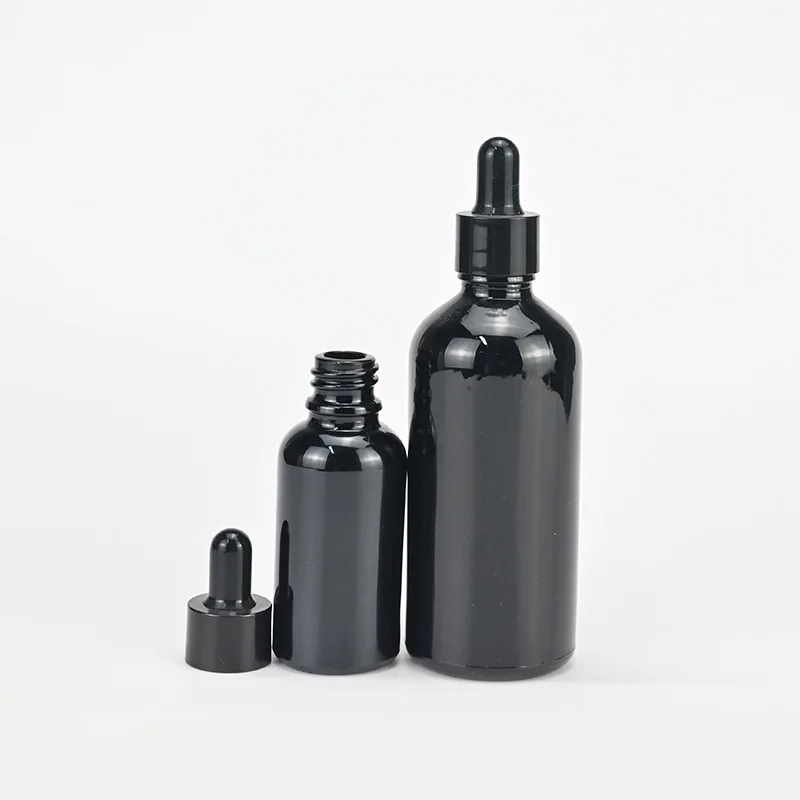 Flcopropriété compte-gouttes africain noir en verre, d'extraction d'huile essentielle, d'extraction liquide d'aromathérapie, pipent de tête en plastique, illable au quotidien, HI 5-100ml