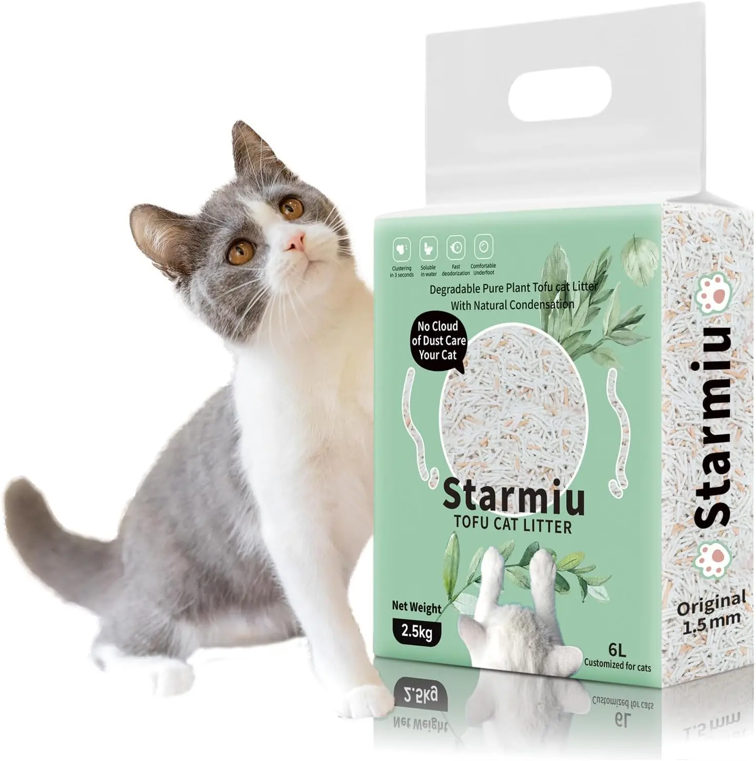 

Tofu Cat Litter, Vanilla Scented - 2.5kg Bag, Natural Plant-Based, Dust-Free, Fast Clumping, Odor Control, Low Tracking