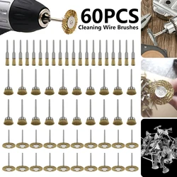 60 Pcs Dremel Accessories Wheel Brass Brush Rust Removal Stainle Wire Steel Tool For Working Polishing Rotary Voiture Mini Drill