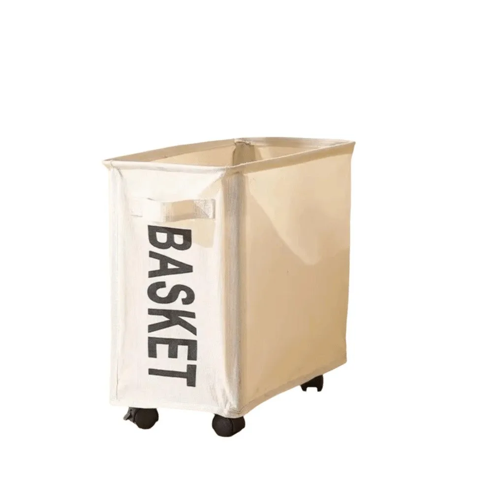 Foldable Design Wheeled Clothes Basket Wheeled Trolley Small Size Portable Laundry Basket Waterproof Material Under Table