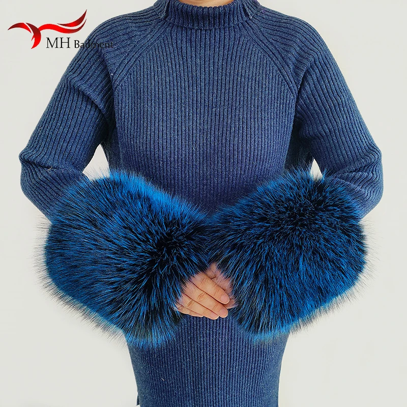 ฤดูหนาวFaux Fur Cuffแขนหรูหราขนสัตว์ปลอมCuffsหญิงThicken Warm Plushสายรัดข้อมือWindproof Oversleeve