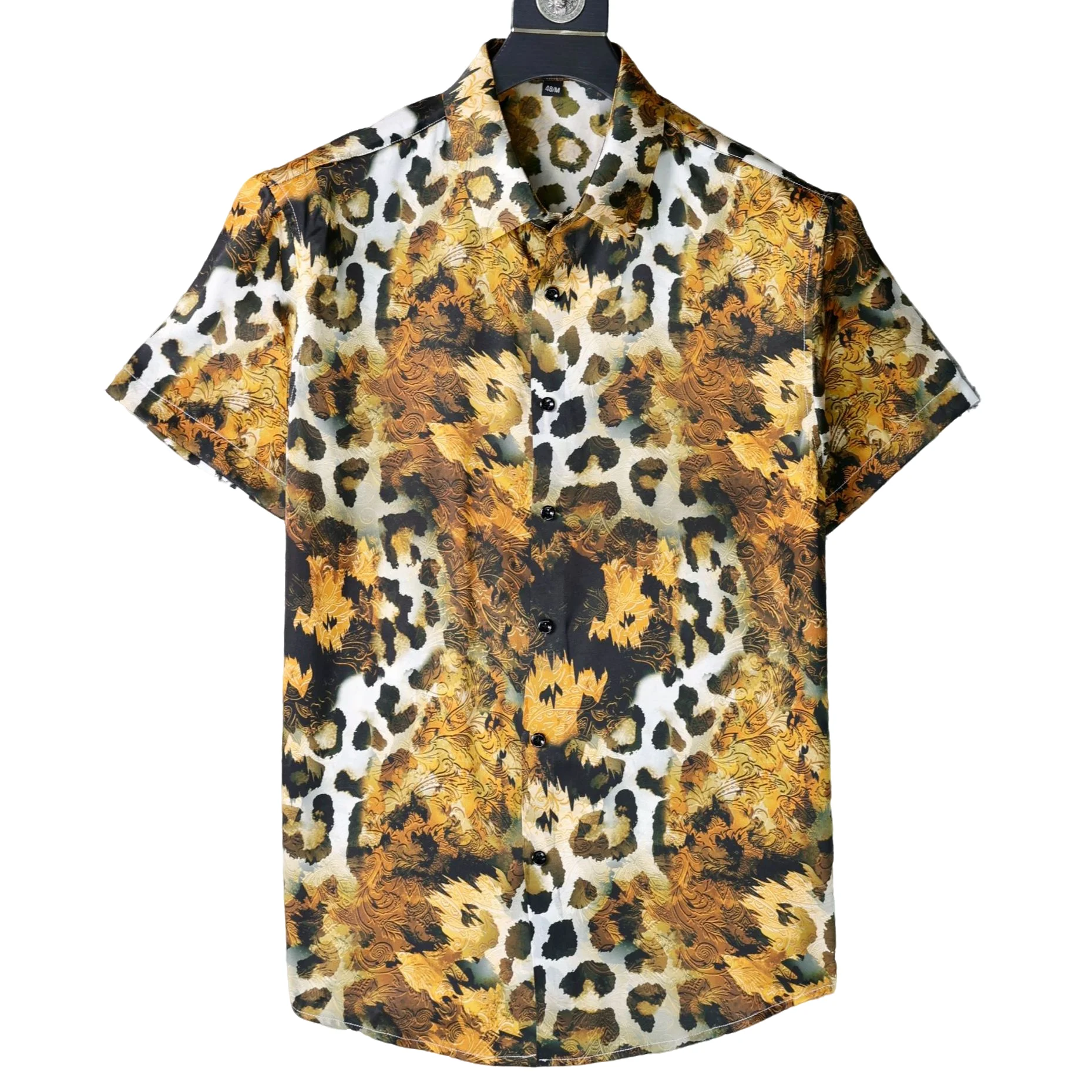 

2026 Trendy Retro Leopard Print Shirt for Men Summer Short Sleeve Casual Shirts Streetwear Social Breathable Beach Shirts M-4XL