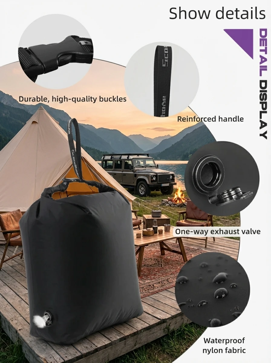 Glamping Vakuum-Kompressionsbeutel Ohne Pumpenbedarf Wasserdichter Ausrüstungsorganizer für Schlafsack Daunenjacke Vanlife Platzsparend – Detail 2