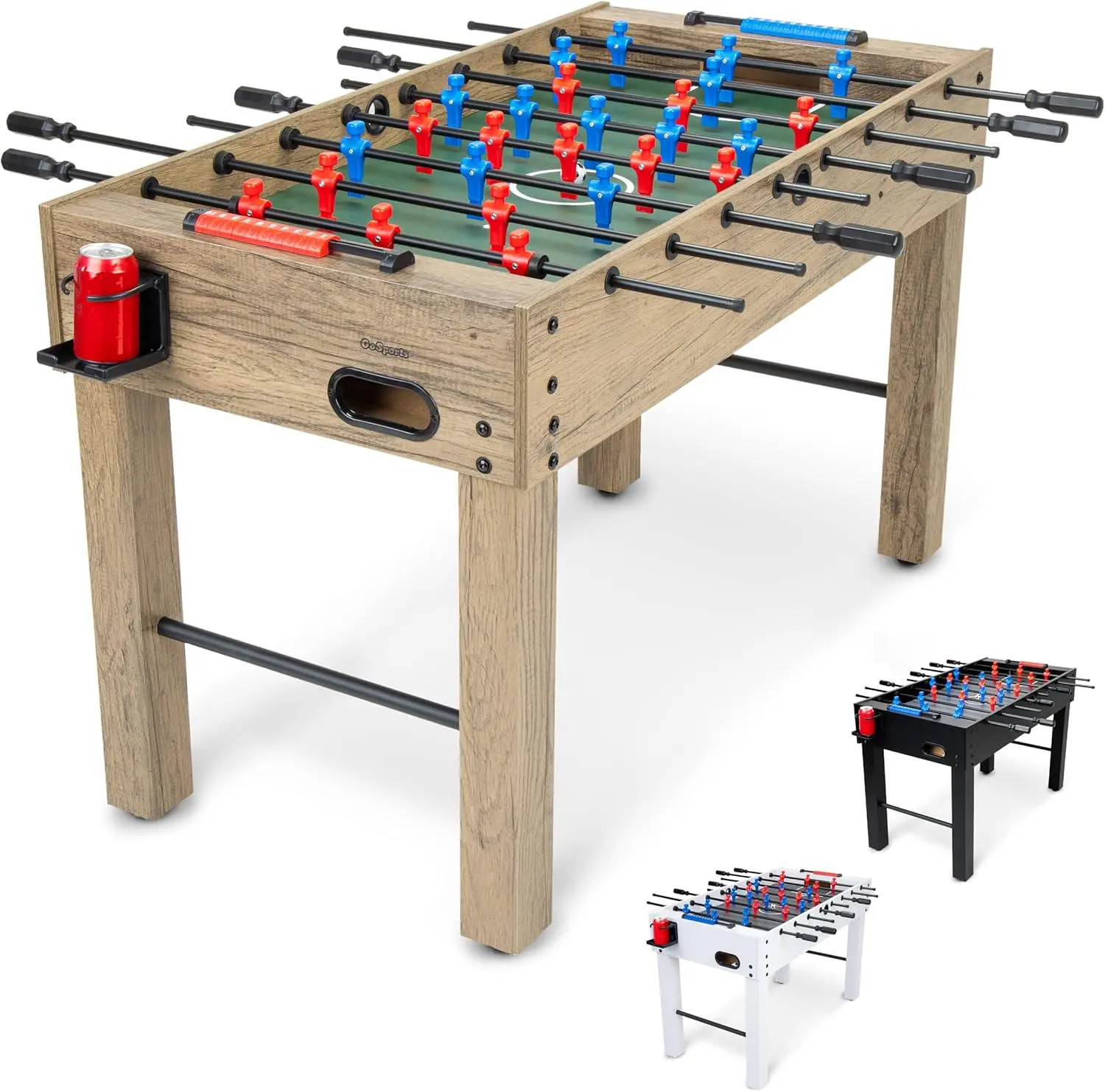 48 Inch Game Room Size Foosball Table - Includes 4 Balls and 2 Cup Holders – Black, Oak, or White