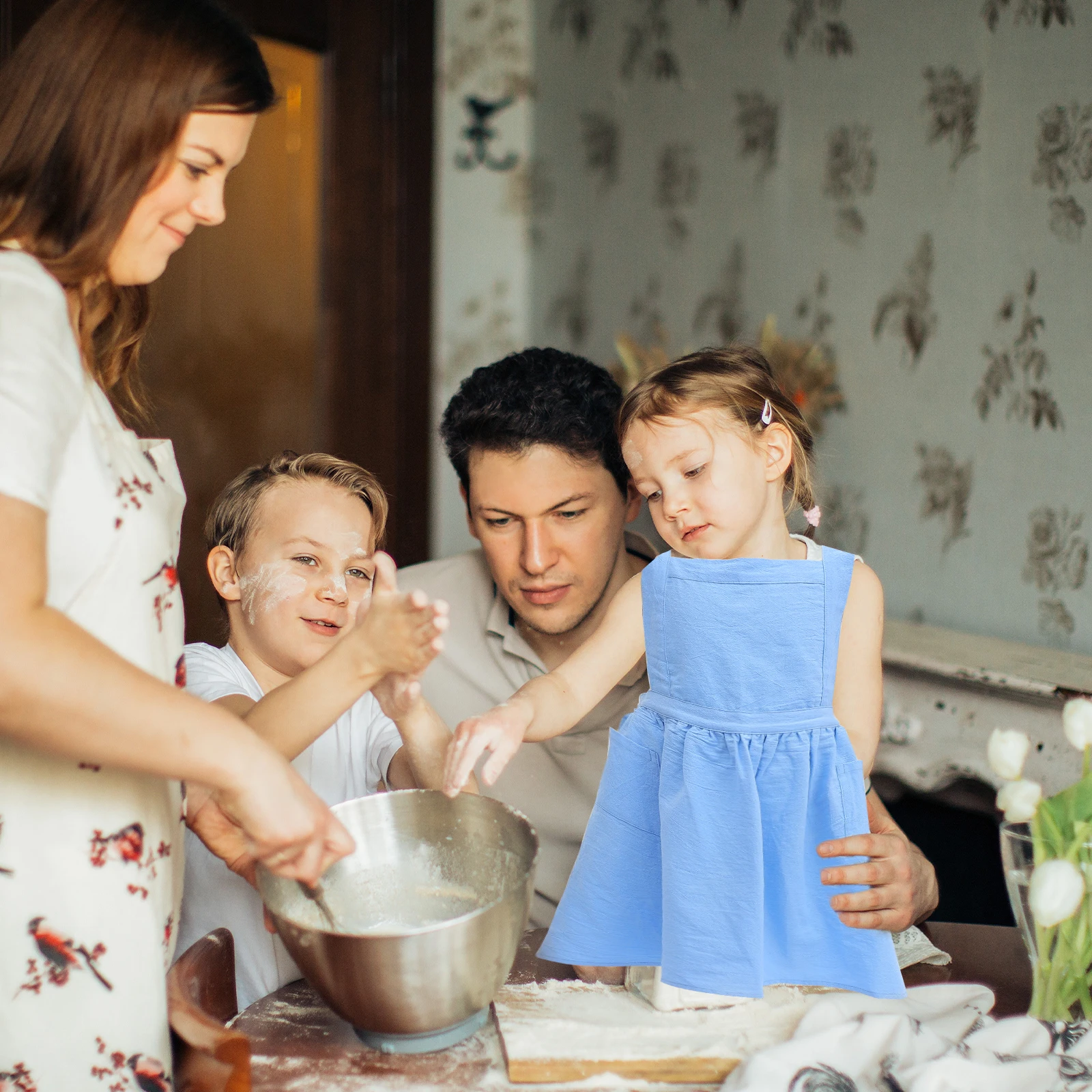 

Kids Sleeveless Children Artist Baking Chef Painting Cooking Apron Cotton Linen Material Breathable Wear-Resistant Double Pocket