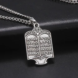 Jeshayuan Hebrew Ten Commandments Necklace Jewish Torah Scroll Religious Amulet Bible Pendant Ethnic Jewelry