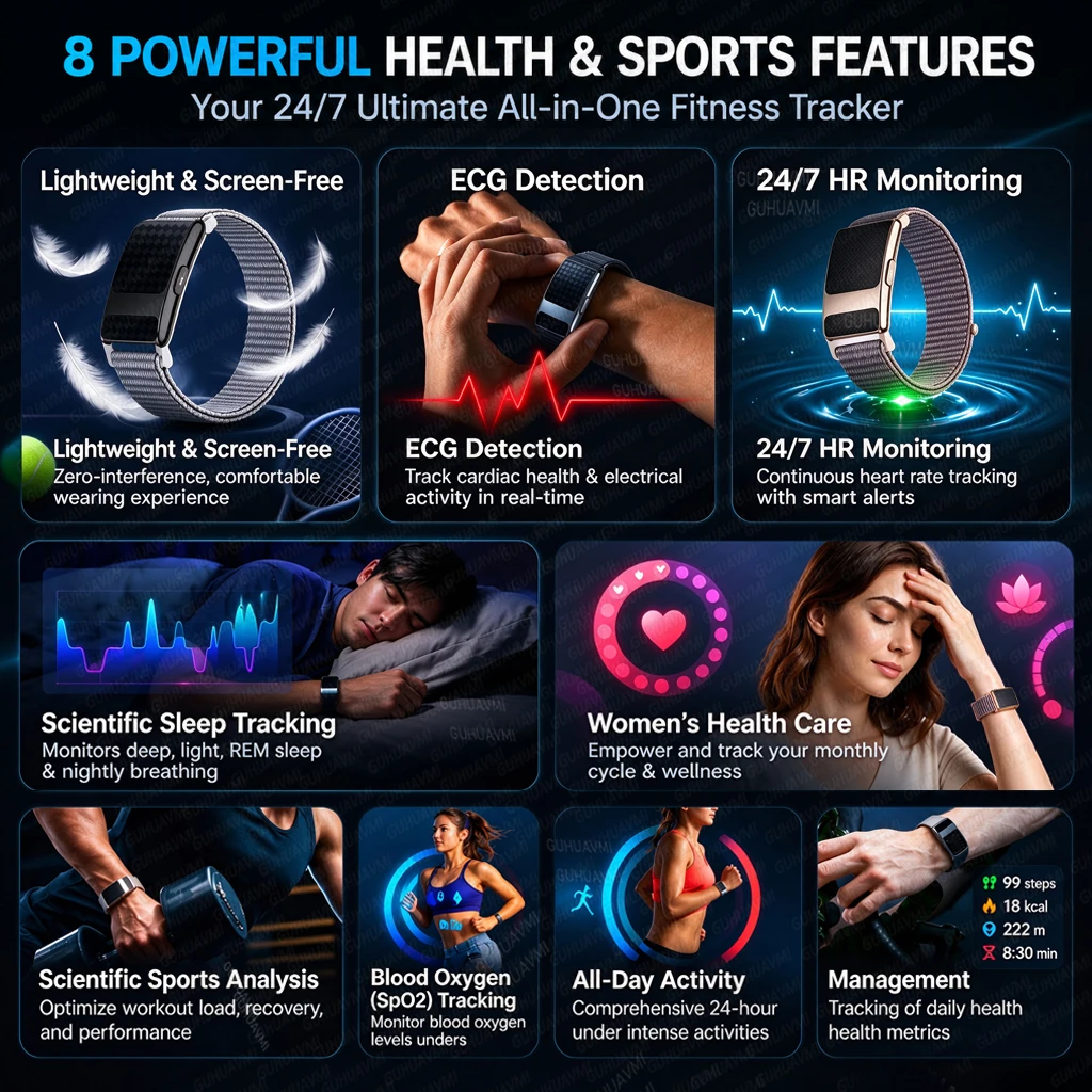 New Upgrade Fitness Tracker Health Smart Band Blood Pressure Uric Acid ECG Sleep Monitor Waterproof Smart Bracelet For Men Women