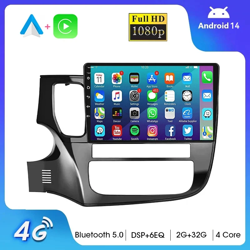 

10"INCH 4G DSP 2DIN Android 14 Car Radio Multimedia Player Navigation GPS For Mitsubishi Outlander Xl 3 2012 2013-2018 Head Unit