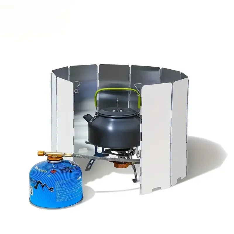 

Camping Gas Burner Windshield,Aluminum Outdoor Gas Stove Butane Burner Thickened Windproof Screen,Camping Accessories