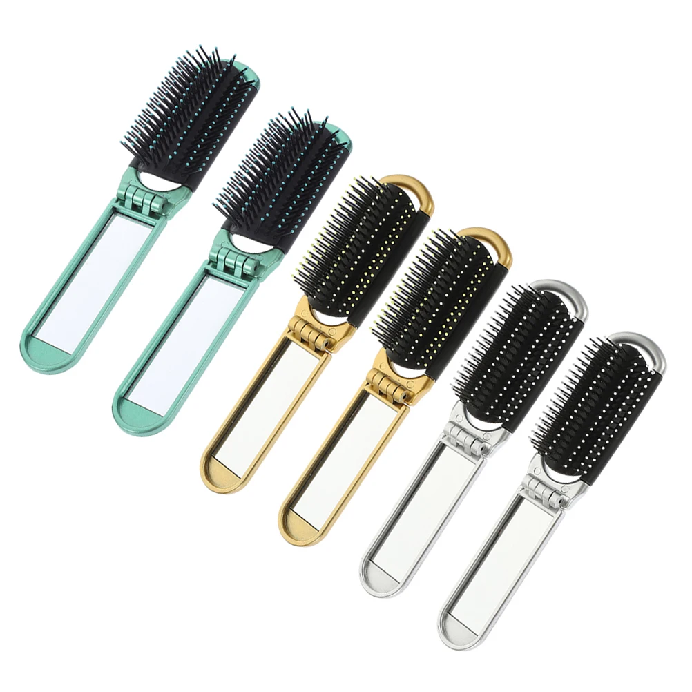 

6Pcs Foldable Hair Comb with Scalp Massager Mini Styling Tool for Women Mini Hair Brush Sleepover Party Supplies