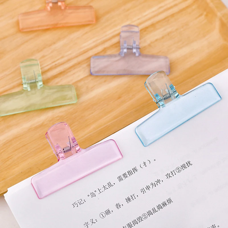 Colorful Binder Clip Transparent Acrylic Planner Clip Stationery Long Tail Pocket Folder File Clamps Holder School Supplies